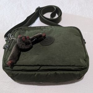 Kipling olive green nylon crossbody